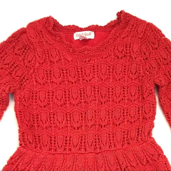 Cat and Jack Crochet Metallic Knit Dress Red 4T Girls - Picture 7 of 11